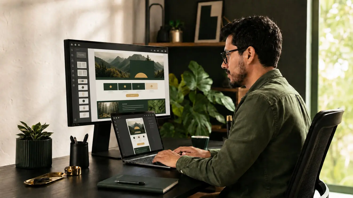 Diseñador de Lumix Studio trabajando en la creación de un sitio web